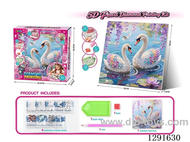 5D Rhinestone and Pearl Decorative Painting - Swan