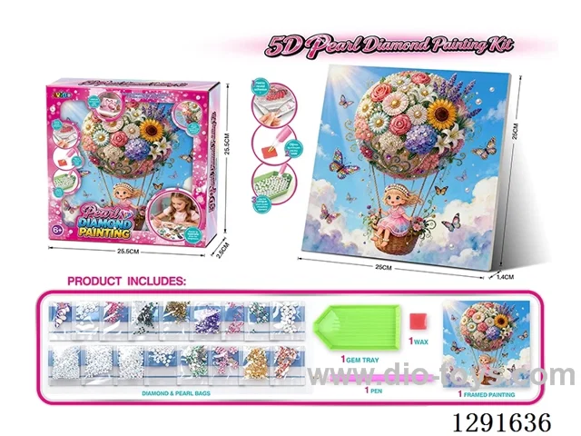 5D Rhinestone and Pearl Decorative Painting - Hot Air Balloon