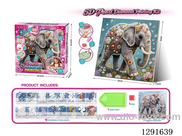 5D Rhinestone and Pearl Decorative Painting - Elephant