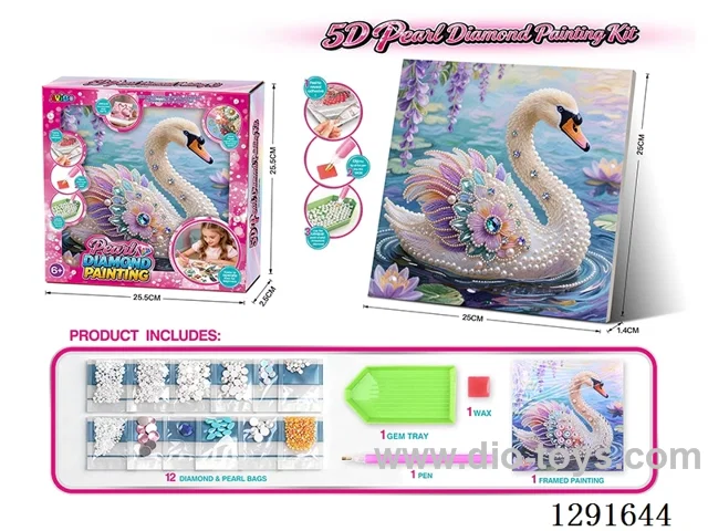 5D Rhinestone and Pearl Decorative Painting - Swan