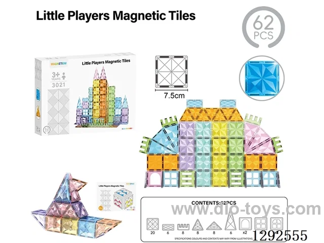 7.5CM Magnetic Tiles, Star Diamond, 62PCS