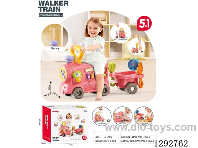 5-in-1 Steam Toy Train Walker with Upgraded Rocking Horse (Red)