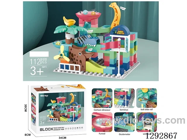 Dinosaur Building Blocks with Marble Run (112 pcs)