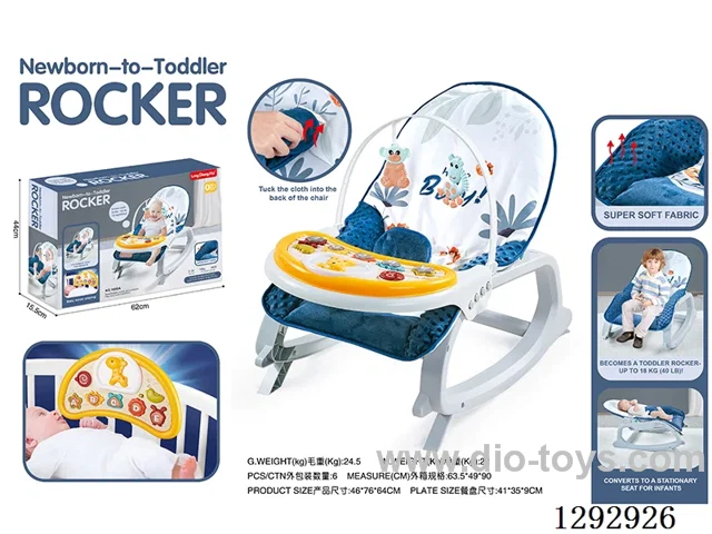 3-in-1 Musical Vibrating Baby Rocker + Feeding Tray + Crib Mobile Electronic Piano