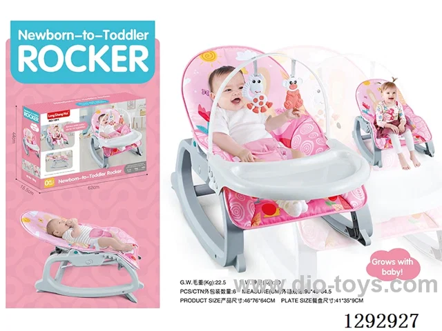 2-in-1 Musical Vibrating Baby Rocker + Feeding Tray