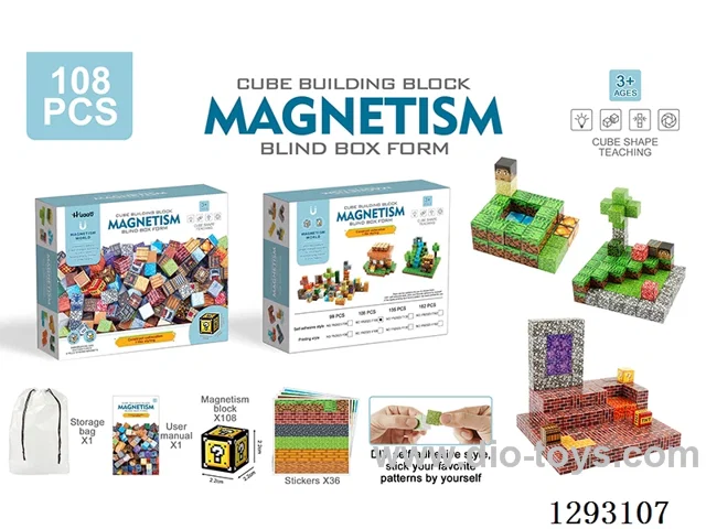 2.2cm Magnetic Building Blocks, 108PCS (DIY Stick-On Version)