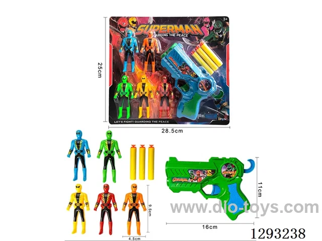 soft bullet gun 2 colors mixed + Action Figures 5PCS