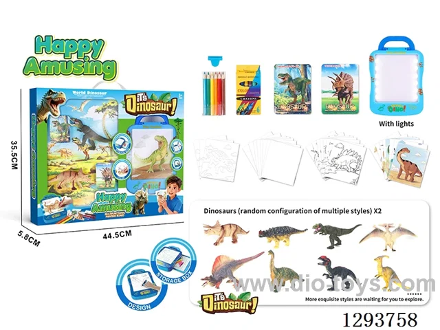 Dinosaur Writing Board Rub-On Marker Set (With Lights)