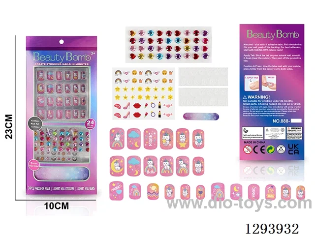 UV Artificial Nail Set with Rhinestones and 3D Film