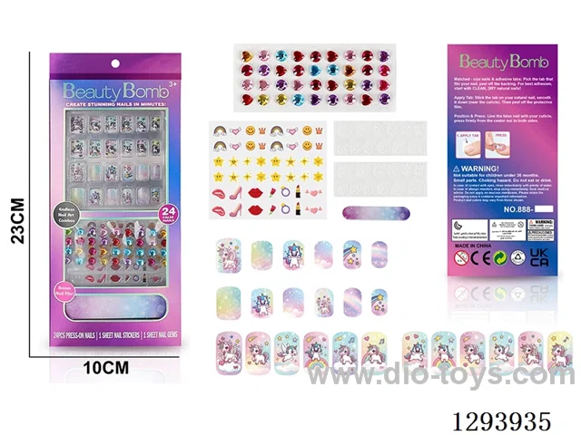 UV Artificial Nail Set with Rhinestones and 3D Film
