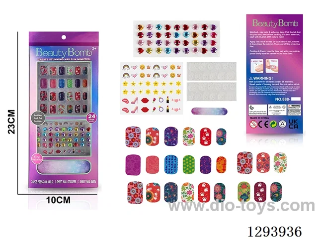 UV Artificial Nail Set with Rhinestones and 3D Film