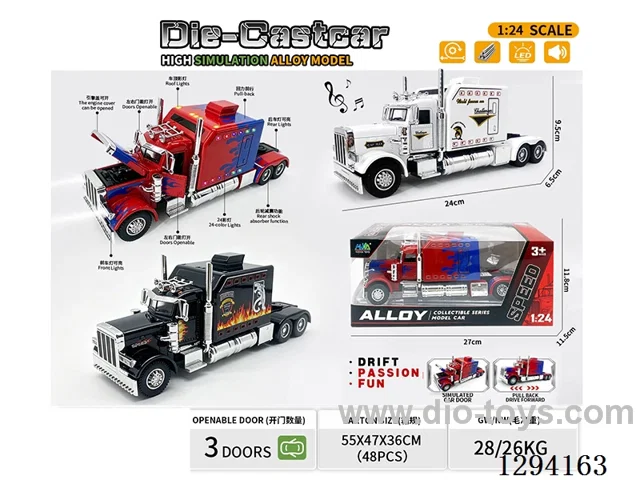 1:24 pull back alloy car W L/M 3 colors