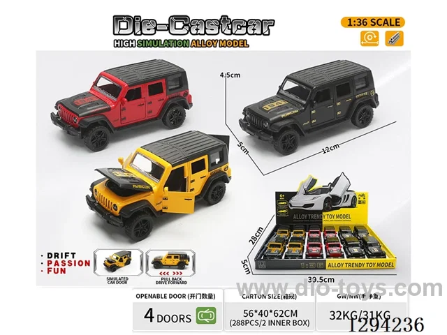 1:36 pull back alloy car 3 colors 12PCS