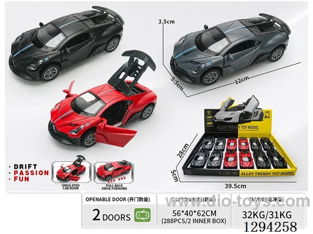 1:36 pull back alloy car 3 colors 12PCS