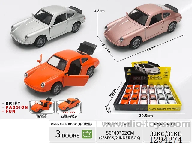 1:36 pull back alloy car 3 colors 12PCS