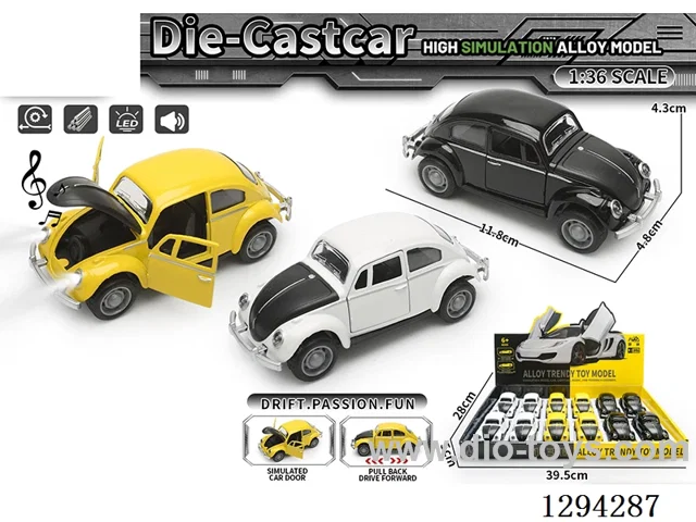 1:36 pull back alloy car 3 colors 12PCS W L/M