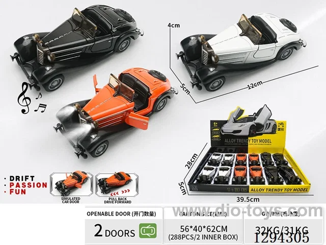 1:36 pull back alloy car 3 colors 12PCS W L/M