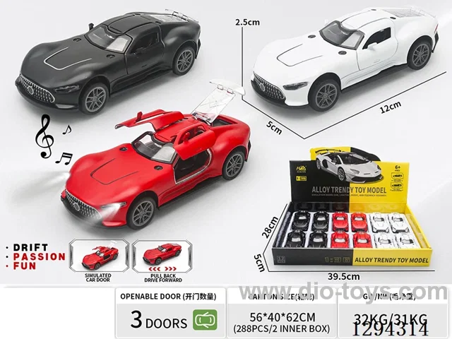 1:36 pull back alloy car 3 colors 12PCS W L/M