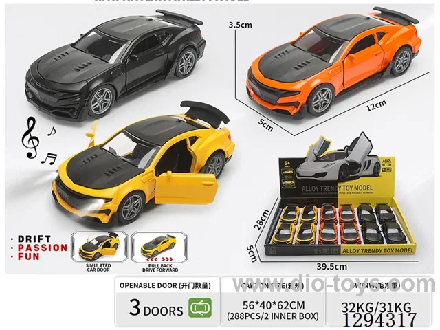 1:36 pull back alloy car 3 colors 12PCS W L/M