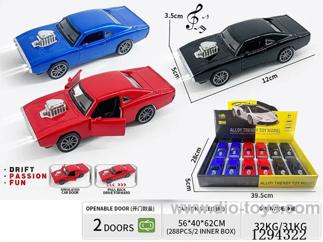 1:36 pull back alloy car 3 colors 12PCS W L/M