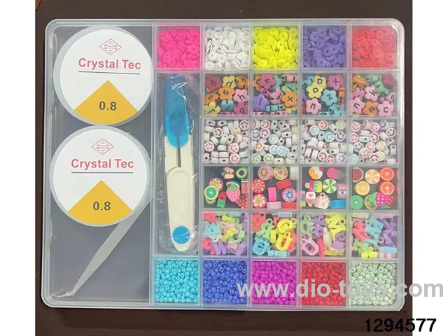 with 2 large 28 compartments (With large scissorsLetters + regular beads + large ceramic shards + small ceramic shardsbeaded box