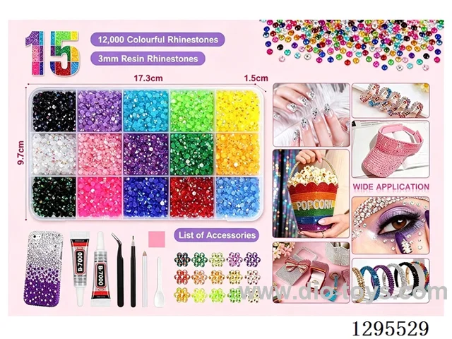 15-Compartment DIY Colored Rhinestones