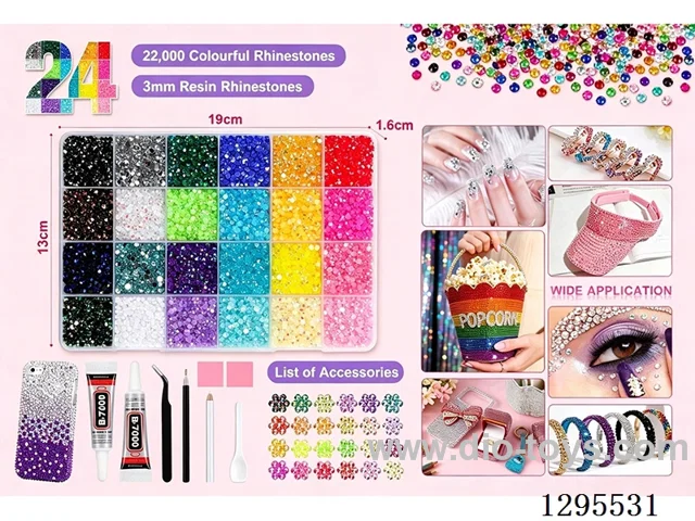 24-Compartment DIY Colored Rhinestones