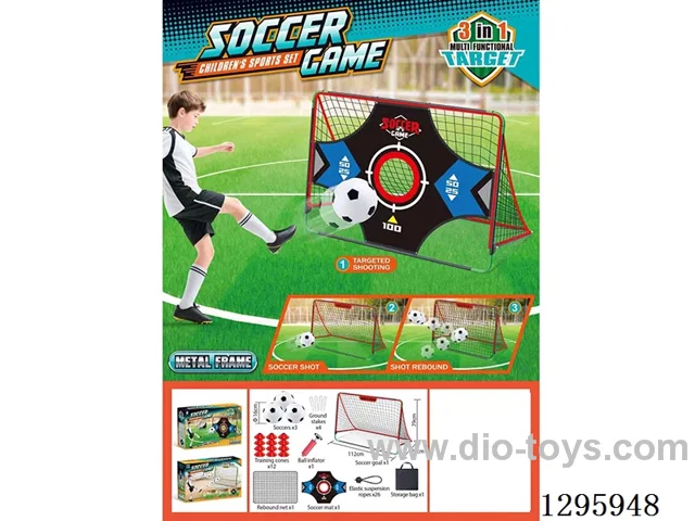 Red Soccer Goal with Black Net Set (Metal Frame)