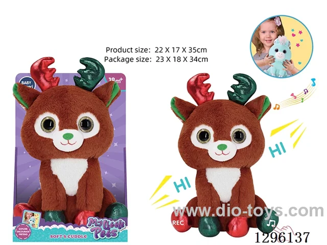 28CM Plush Sound-and-Light Comfort Reindeer with Recording Function