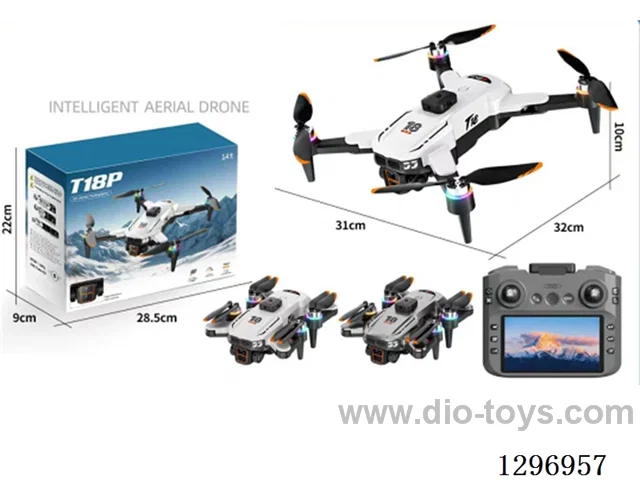 RC drone: Brushless WiFi Brushless Motor / 4-Directional Obstacle Avoidance / ESC with Camera / Optical Flow / 3.7V / Remote Controller with 4.5 inch Large Screen, Video Transmission, included Rechargeable Battery