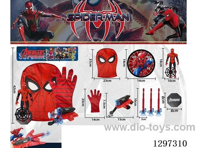 Avengers Spider-Man Helmet + Figure + Glove Launchers (x3) + Target + Base