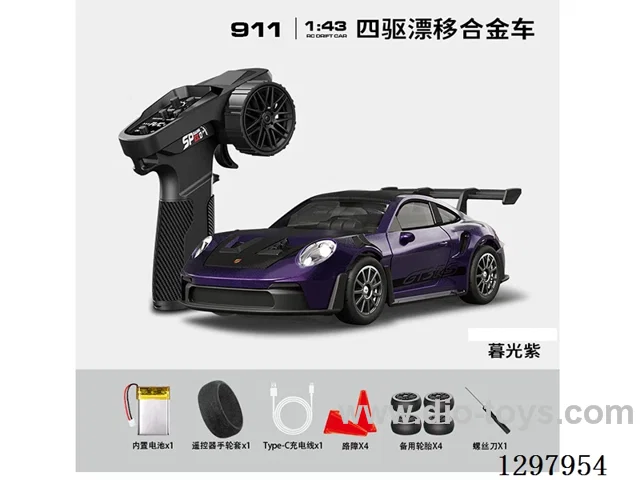 1:43 911 4WD RC Drift Die-Cast Car, 2.4G, Full-Scale (Gyro), Battery Included
