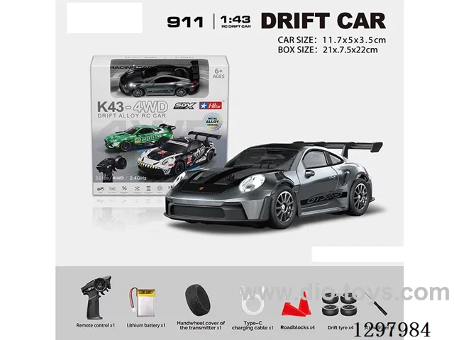 1:43 911 4WD RC Drift Die-Cast Car, 2.4G, Full-Scale (Gyro), Battery Included