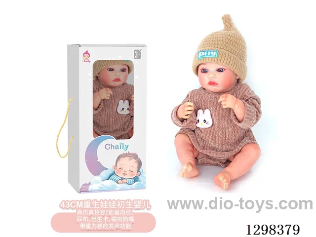 17 inches (real baby feel) reborn baby doll,  collectible art dolls with full softness body, poseable limb and lifelike details - Gravity-sensing sound function