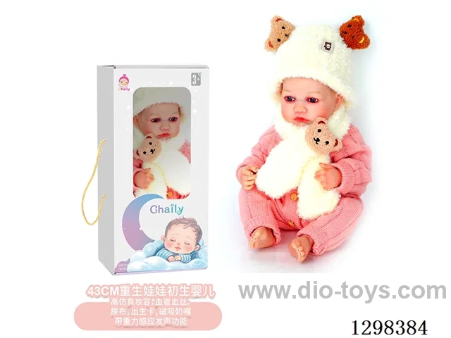 17 inches (real baby feel) reborn baby doll,  collectible art dolls with full softness body, poseable limb and lifelike details - Gravity-sensing sound function