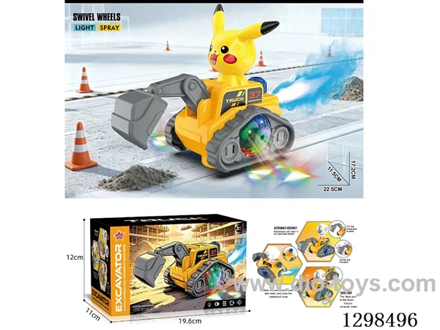 B/O Pikachu Construction Truck W L/M/spray