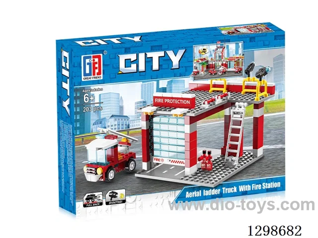 Building Blocks Pull-Back Firefighting Set (203PCS)