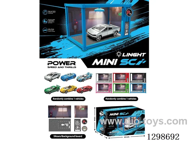 Container Garage Light-Up DIY Scene – 1:64 free wheel Die-Cast Sports Car Model