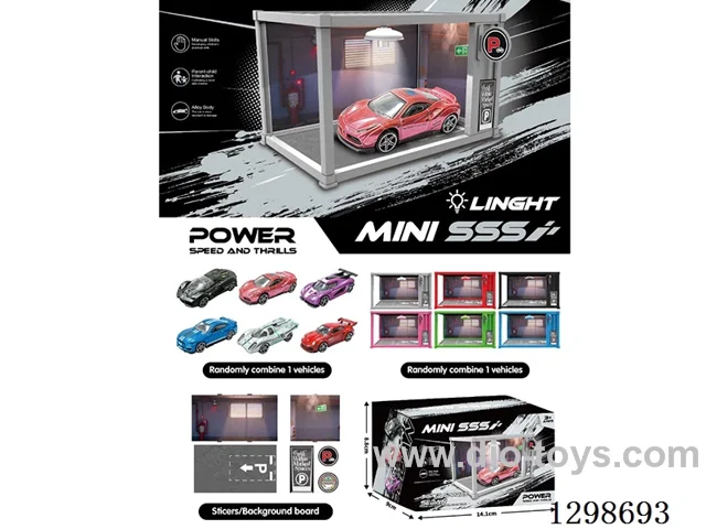 Container Garage Light-Up DIY Scene – 1:64 free wheel Die-Cast Classic Sports Car Model