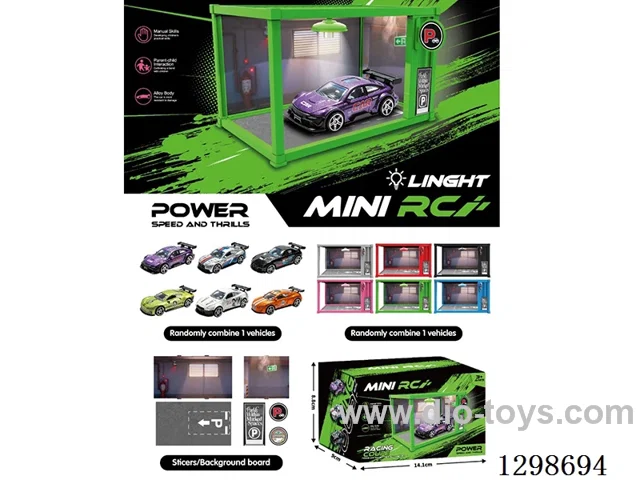 Container Garage, Light-Up DIY Scene, 1:64 free wheel Die-Cast Race Car Model