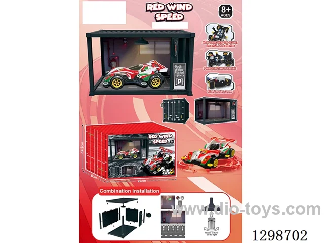 Container Light-Up Garage Red Wind Sonic 4WD Car