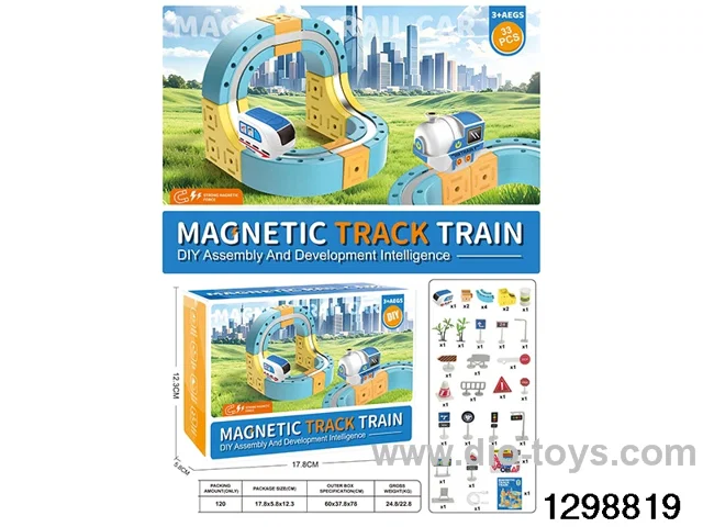 Transformable Building Blocks DIY Magnetic Track Vehicle 33 Pieces