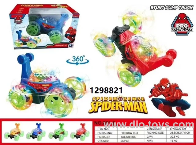 RC spiderman stunt car in window box