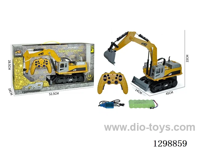14ch RC Metal Tracked Construction Vehicle (Metal Excavator, 2.4G ,Includes 7.2V Rechargeable Battery Pack and 7.2V USB Charging Cable)