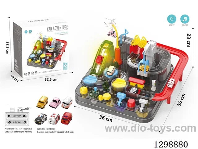 6-Button Adventure Challenge (Transparent Edition) with 3 Mini Cars (Sound & Light Version)