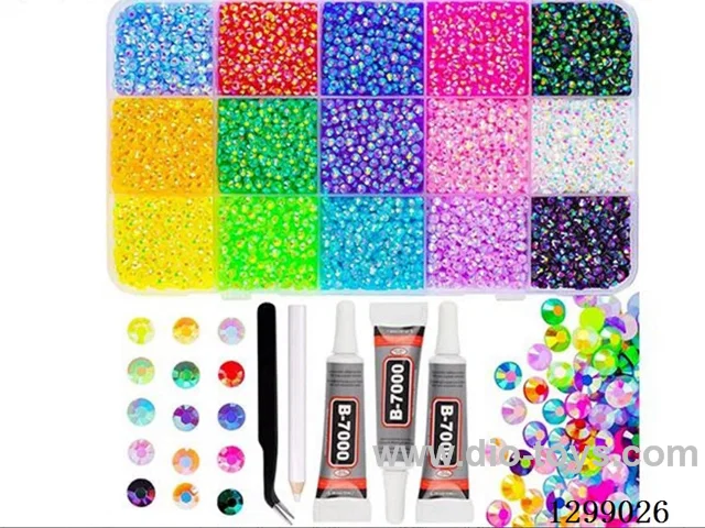 15-Compartment Basic Rhinestone Box (Glue + Tweezers + Pen)