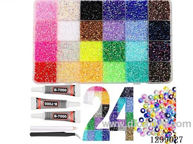 24-Compartment Basic Rhinestone Box (Glue + Tweezers + Pen)