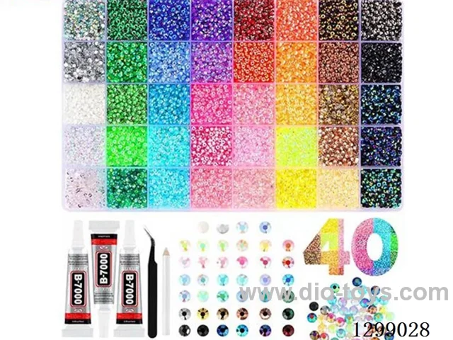40-Compartment Basic Rhinestone Box (Glue + Tweezers + Pen)