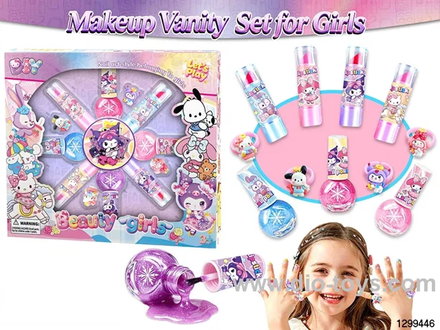 Kuromi DIY Nail Toy Set with Nail Polish, Lip Balm & Rings for Girls