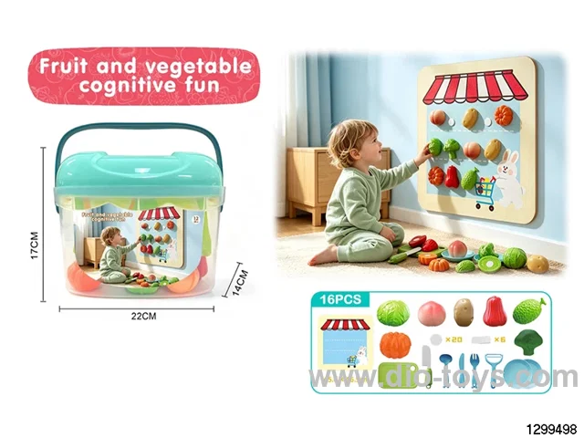 Fruit Cutting Play Set with Storage Bucket (16PCS)